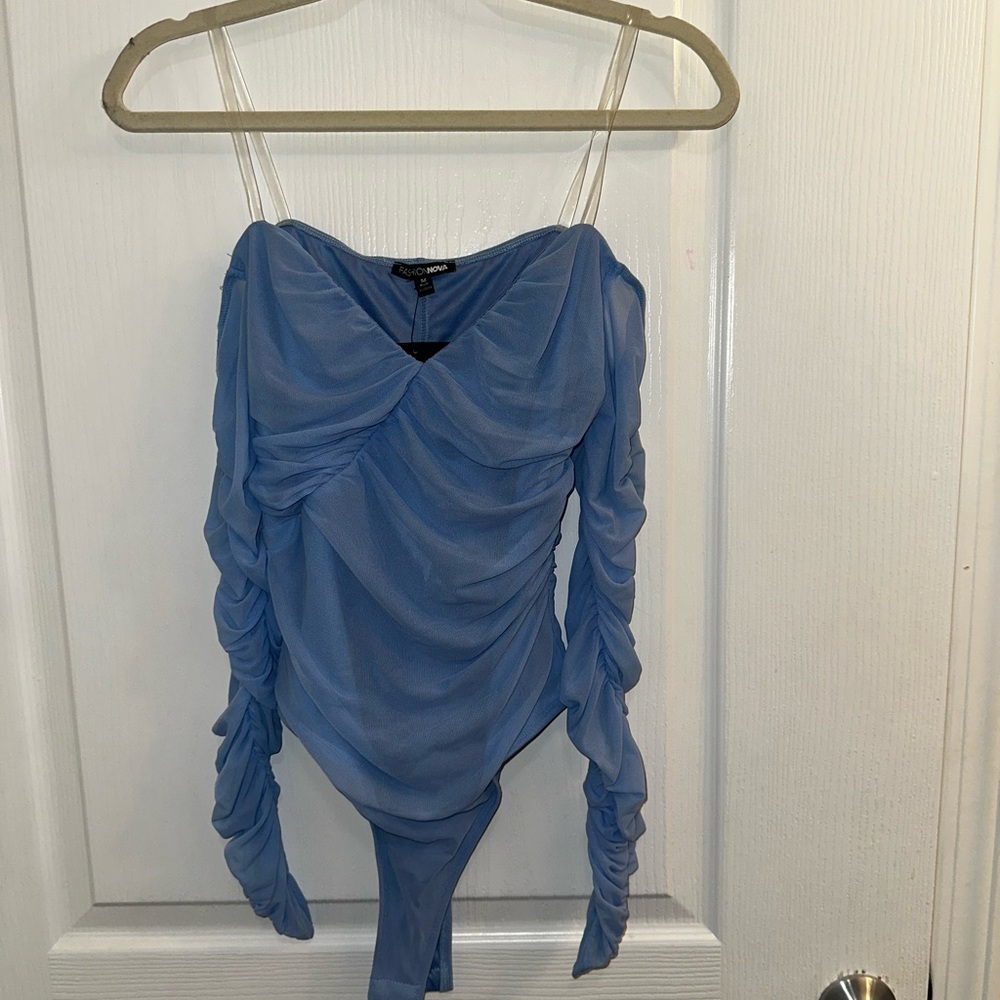 Fashion Nova Elegant Blue Bodysuit